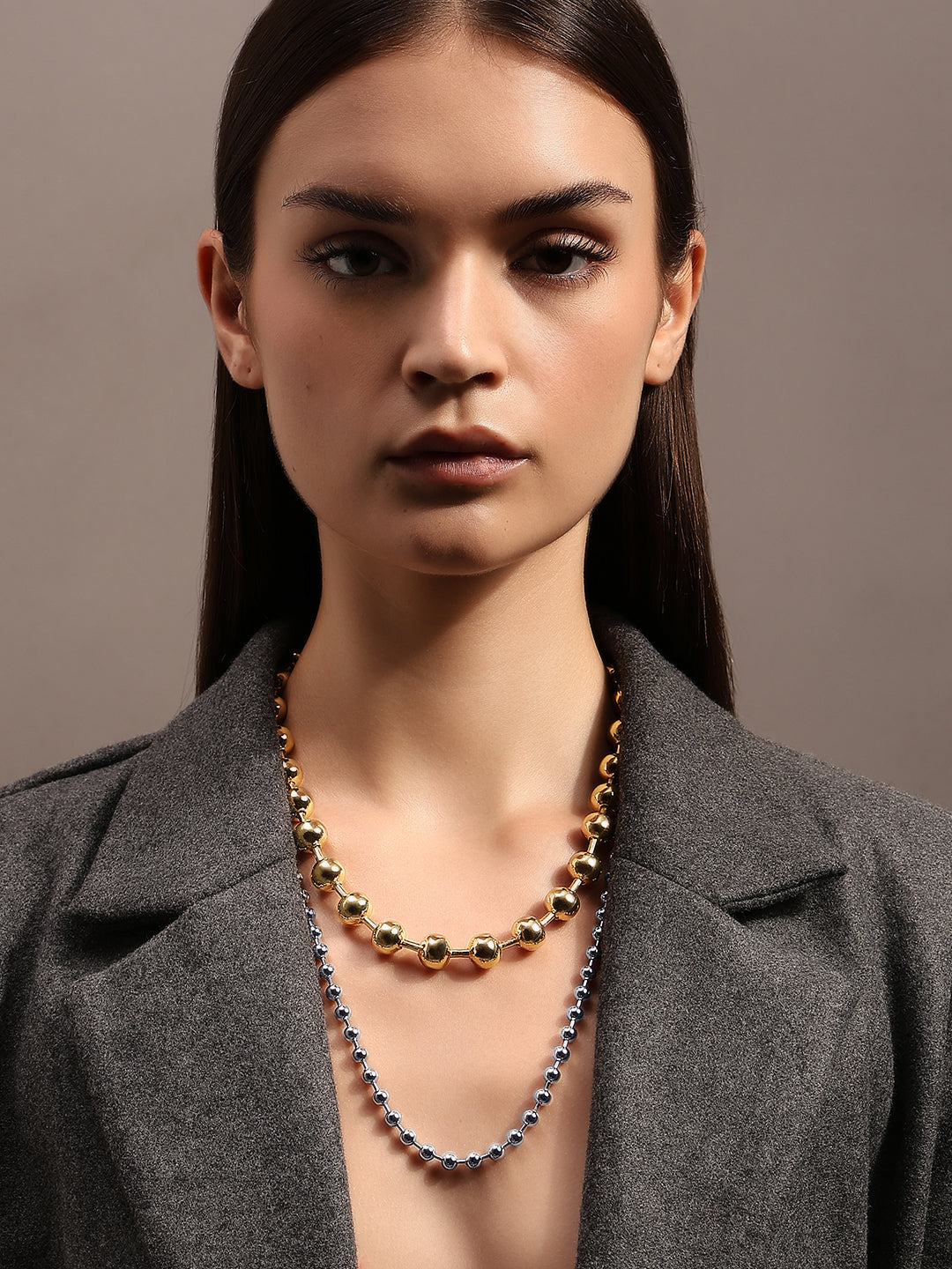 Gold & Silver Bead Layered Necklace