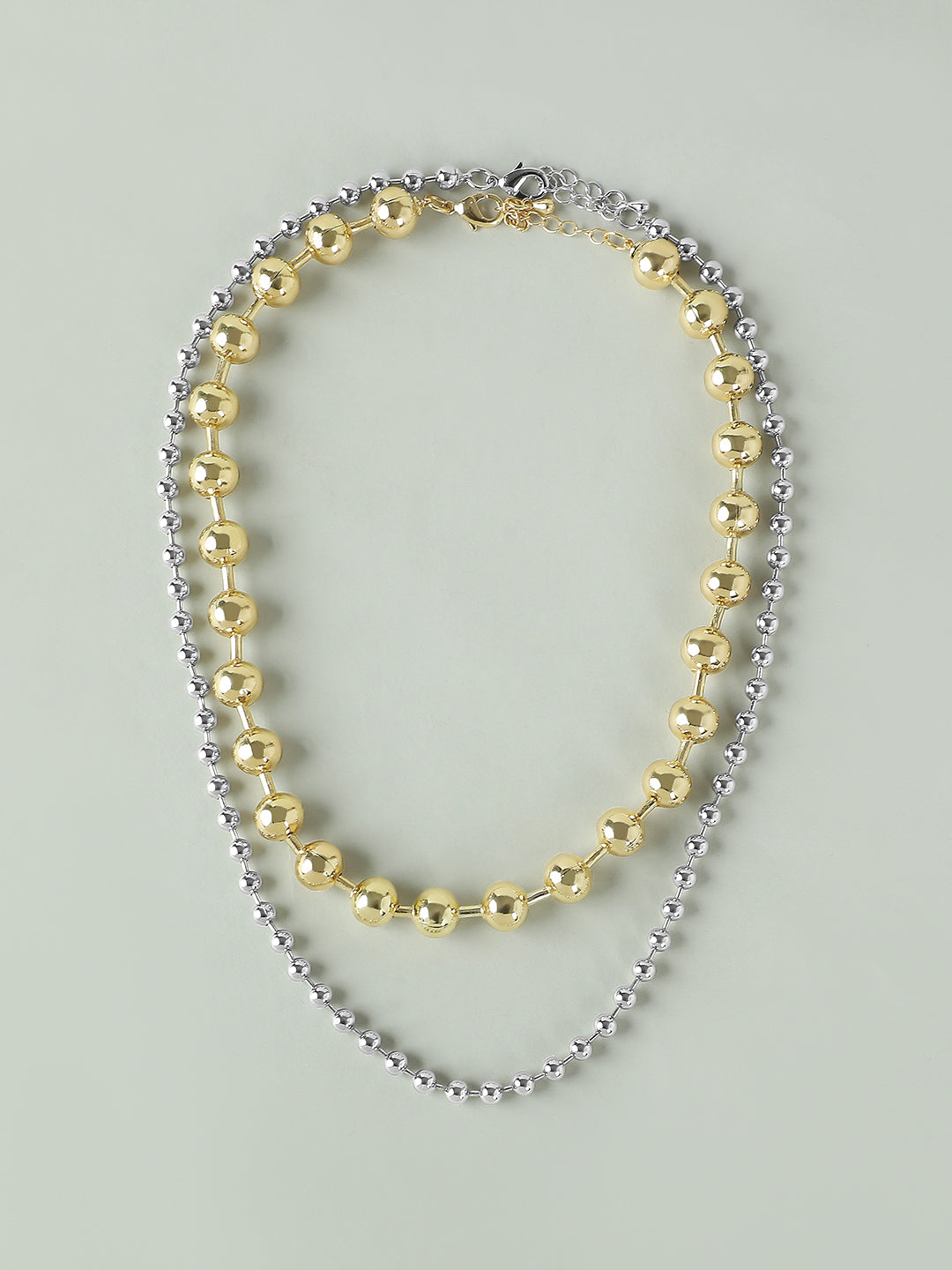 Gold & Silver Bead Layered Necklace