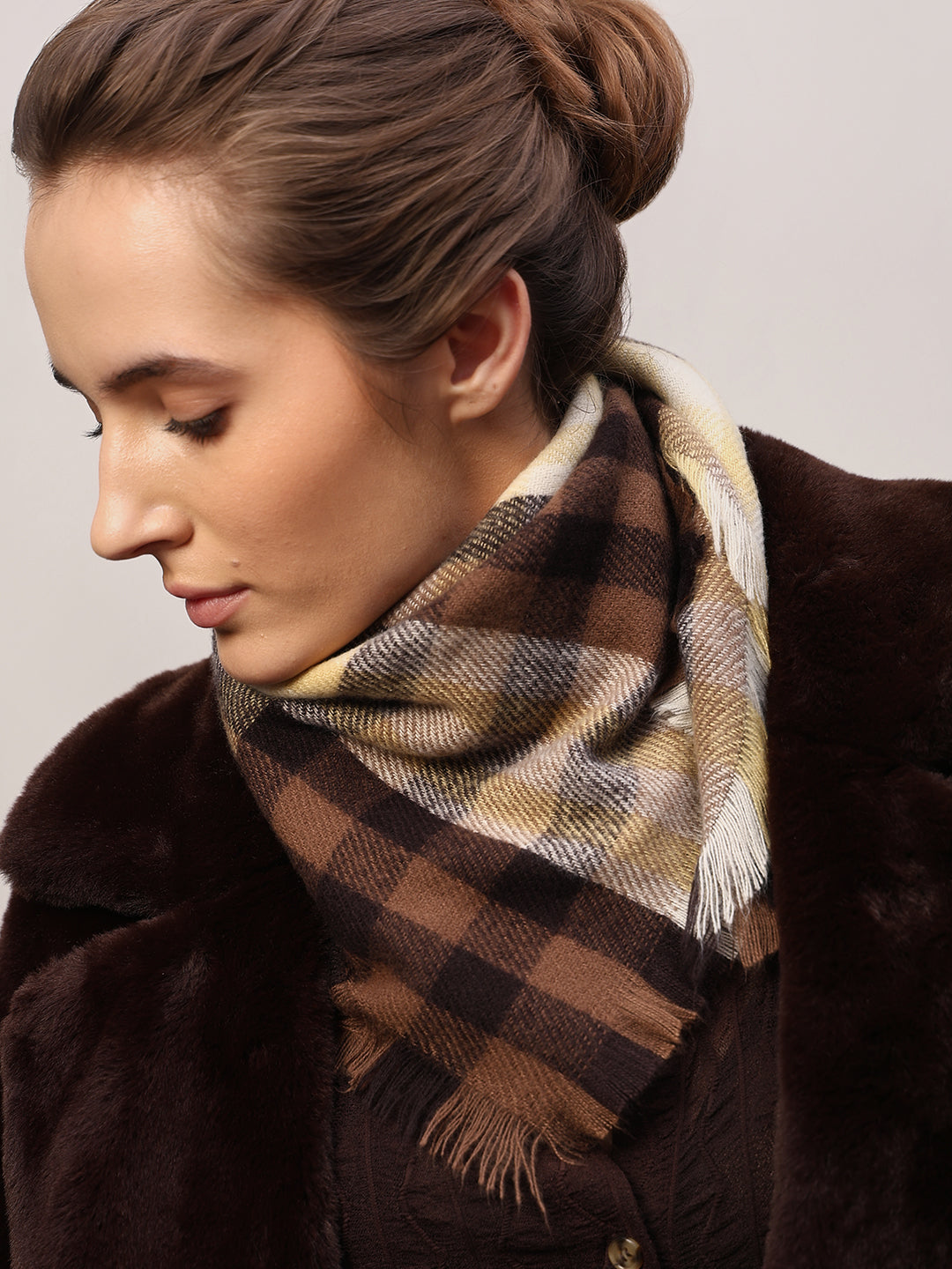 Check Recycled Polyester Scarf