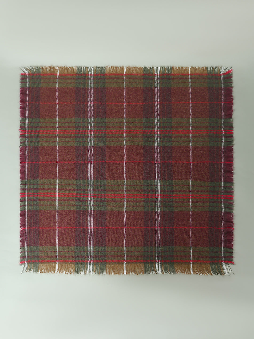 Check Recycled Polyester Scarf - Red