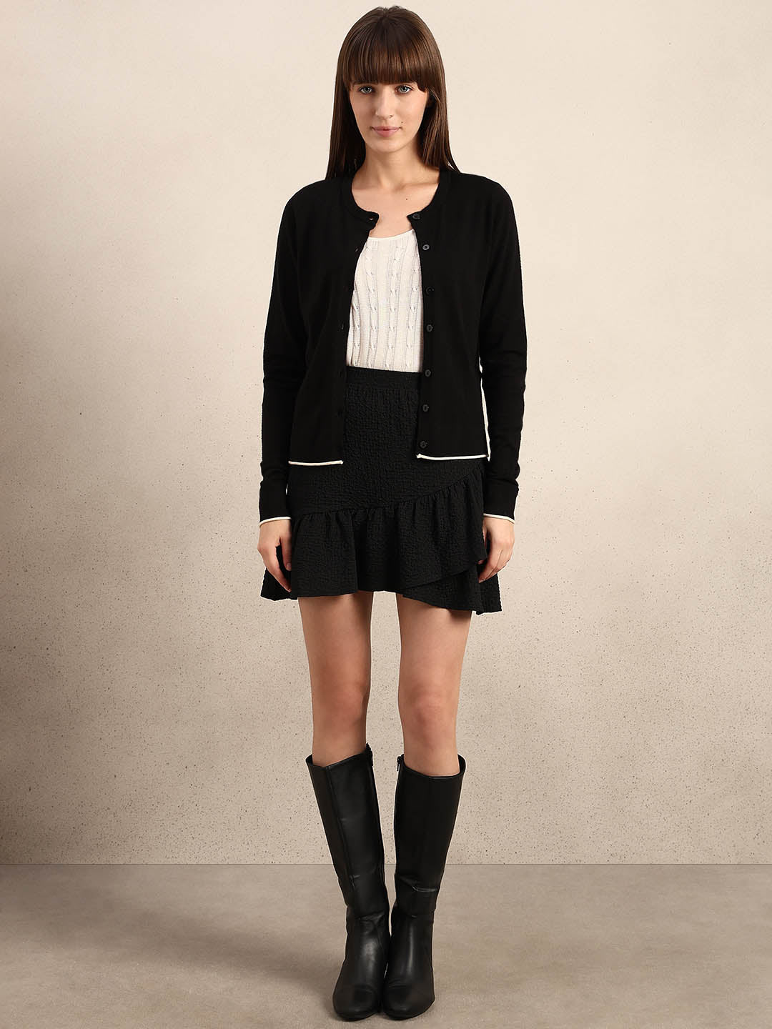 Button-Up O-Neck Cardigan