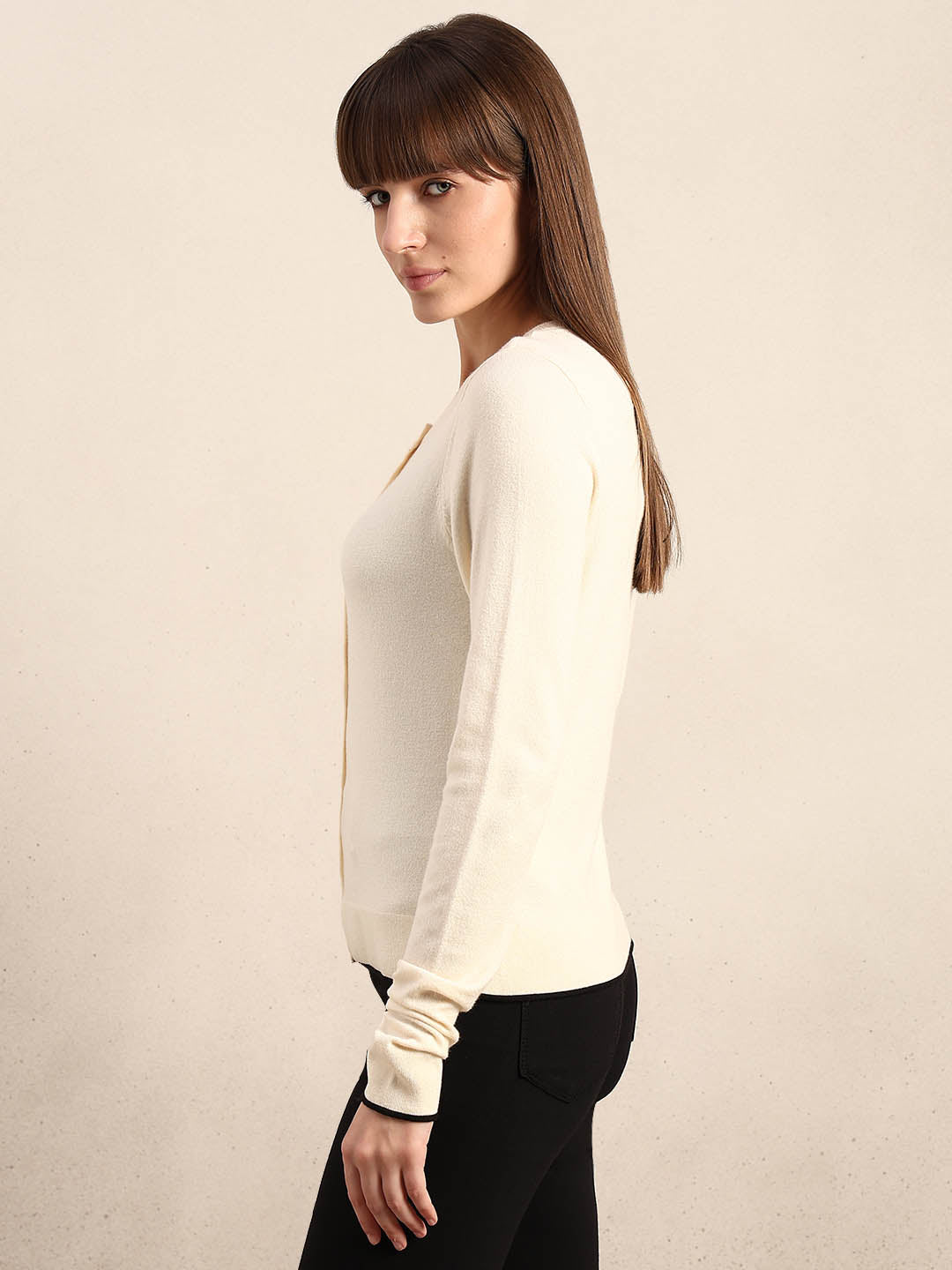 Cream Button-Up Cardigan