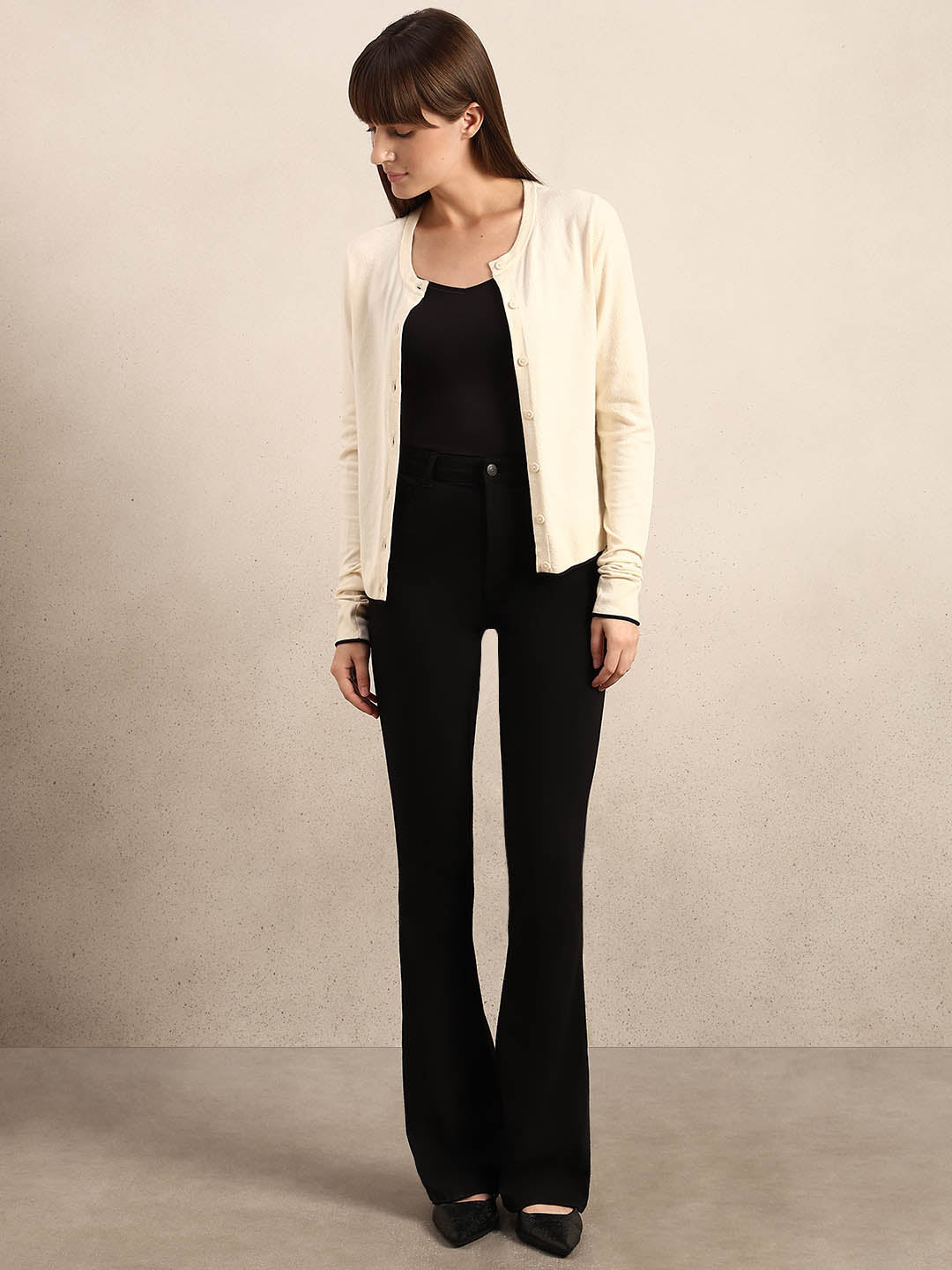 Cream Button-Up Cardigan