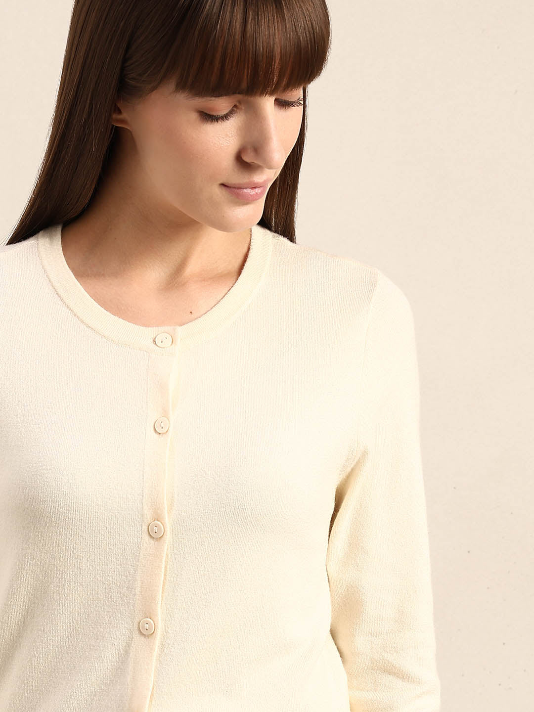 Cream Button-Up Cardigan