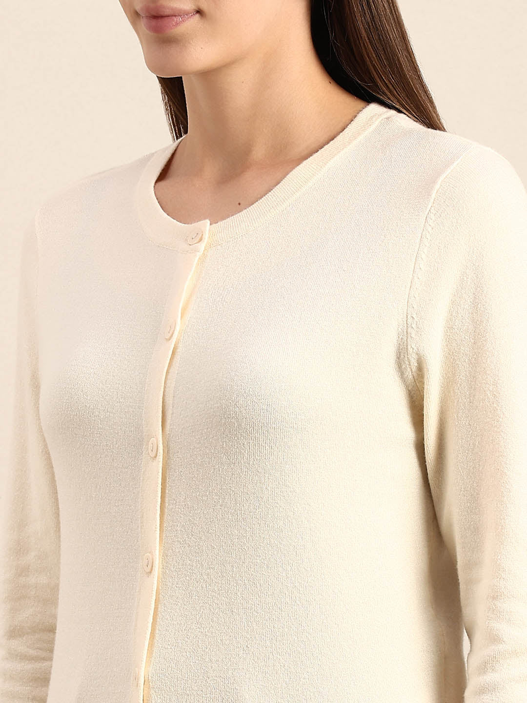 Cream Button-Up Cardigan