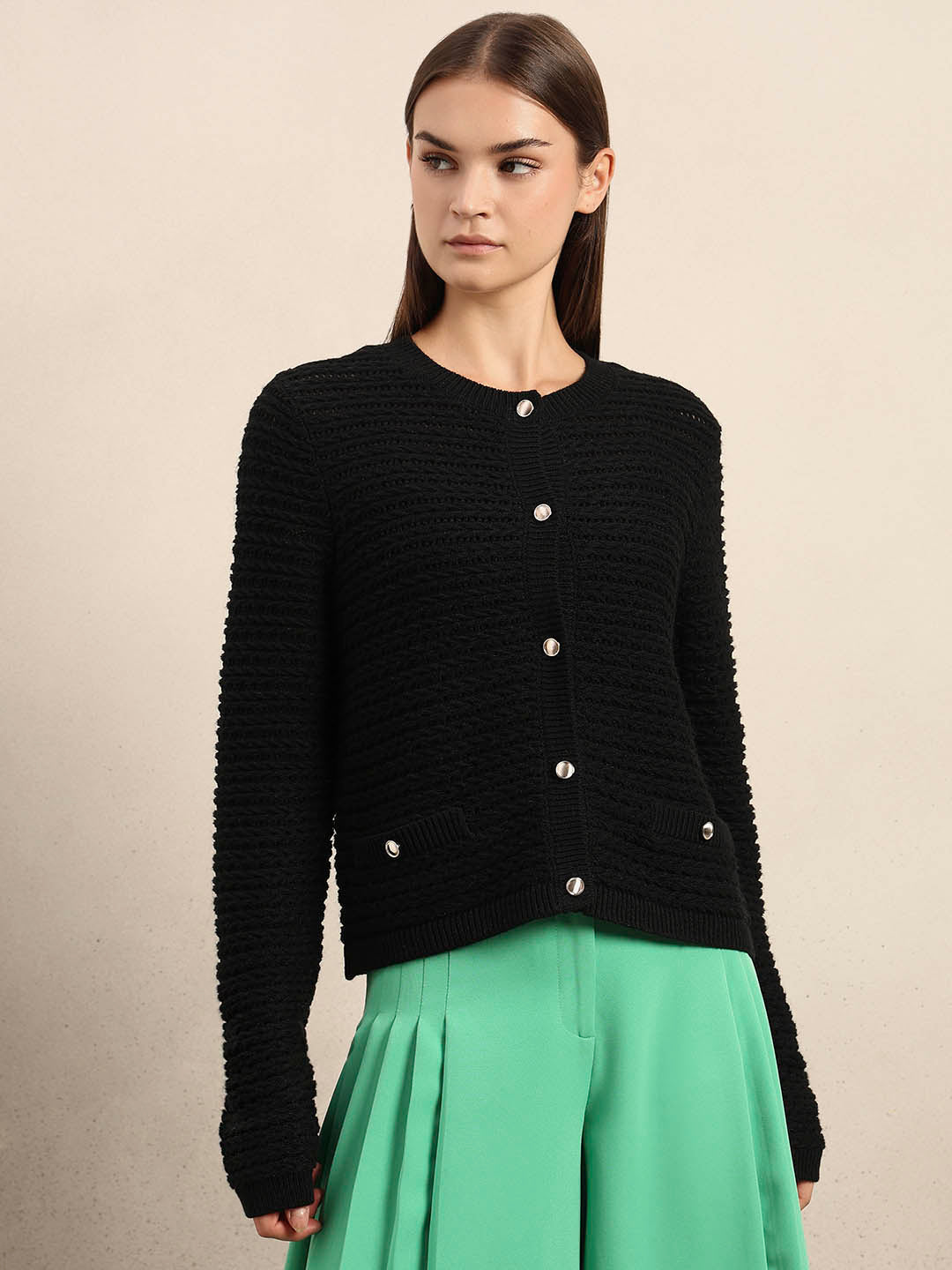 Knitted Button-Up Cardigan