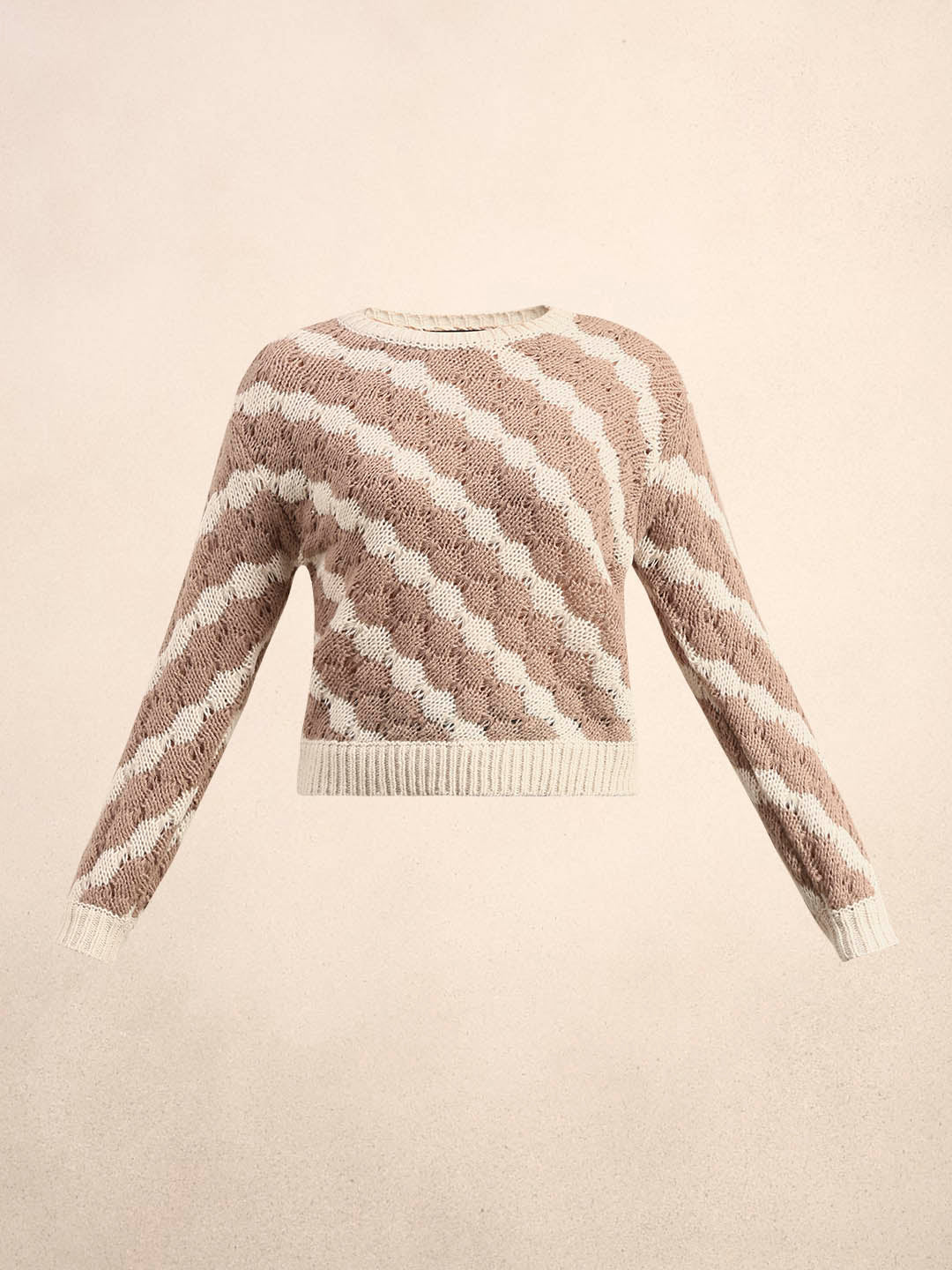 Striped Knit O-Neck Pullover