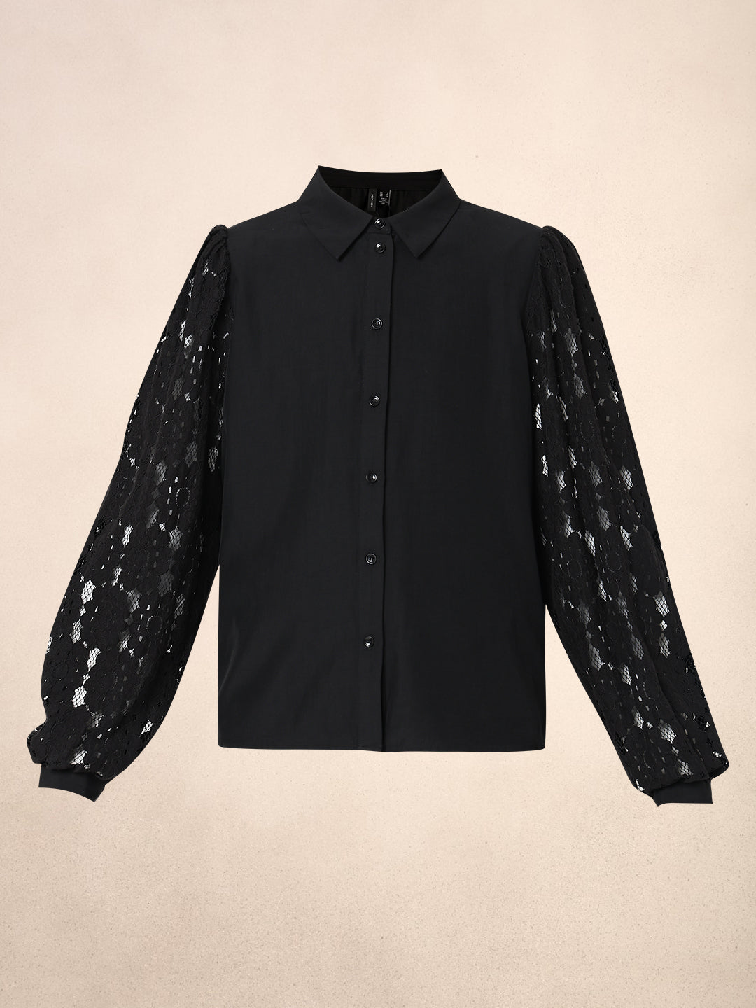 Lace Sleeves Black Shirt