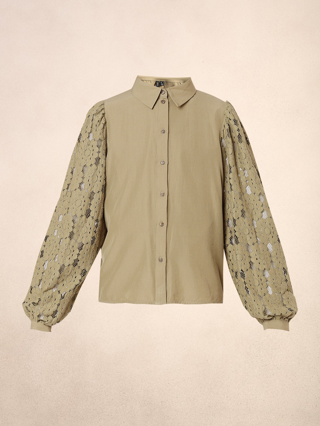 Lace Sleeves Green Shirt