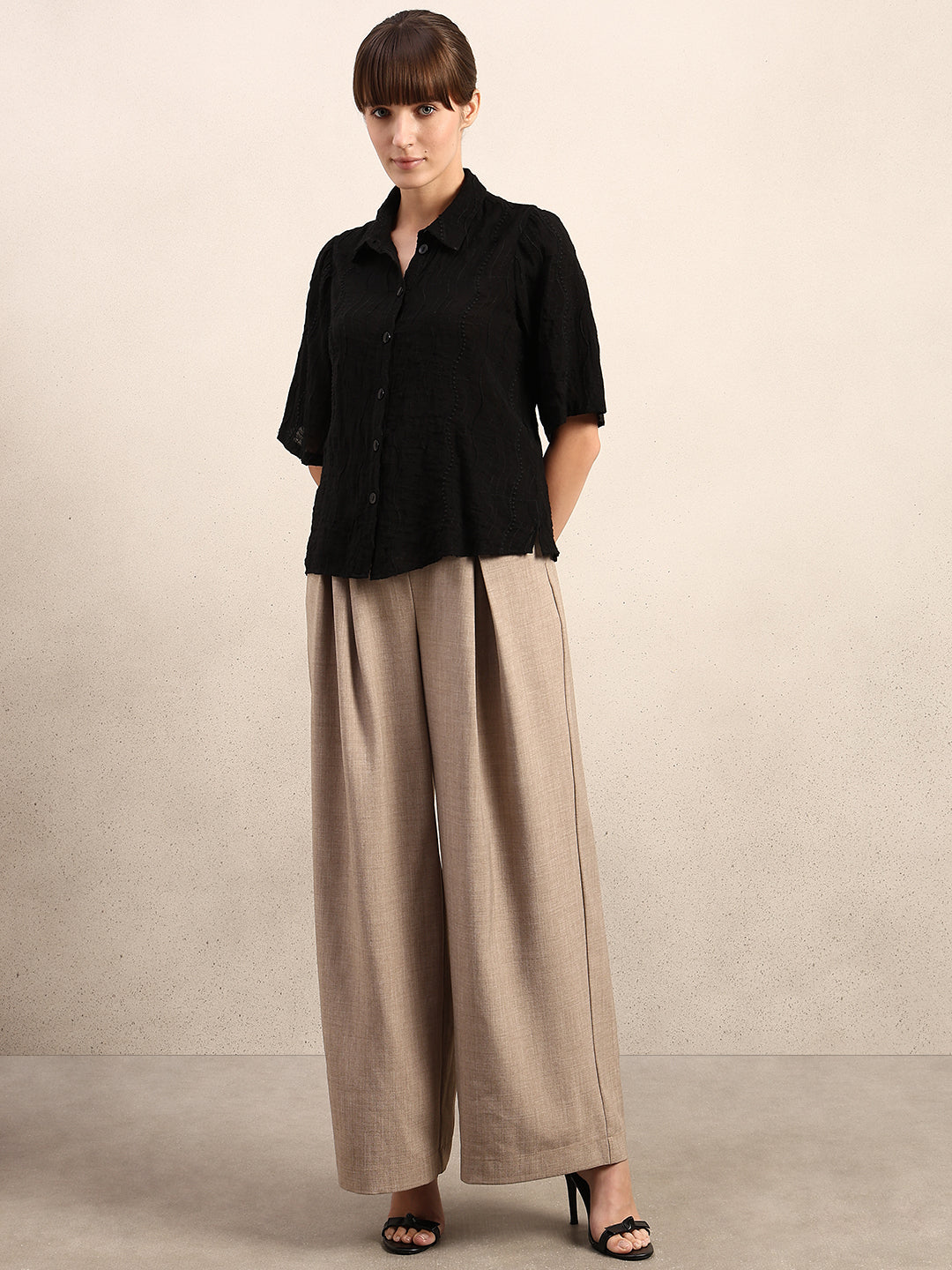 Textured Short Sleeves Shirt