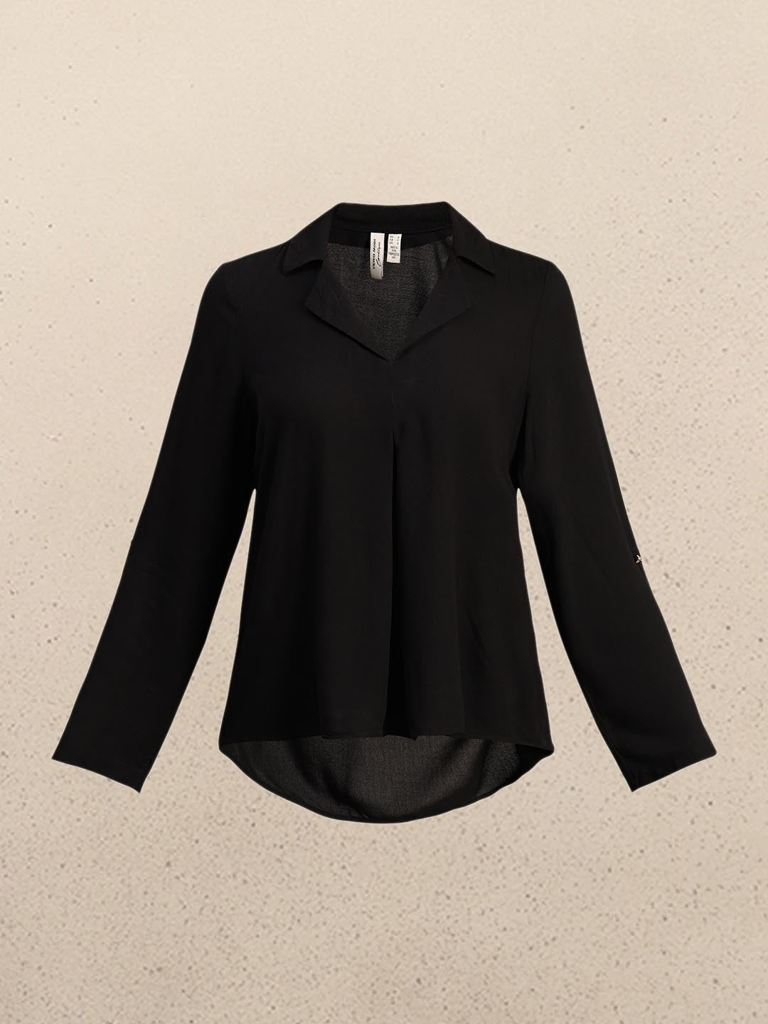 Black 3/4th Sleeves Regular Fit Shirt