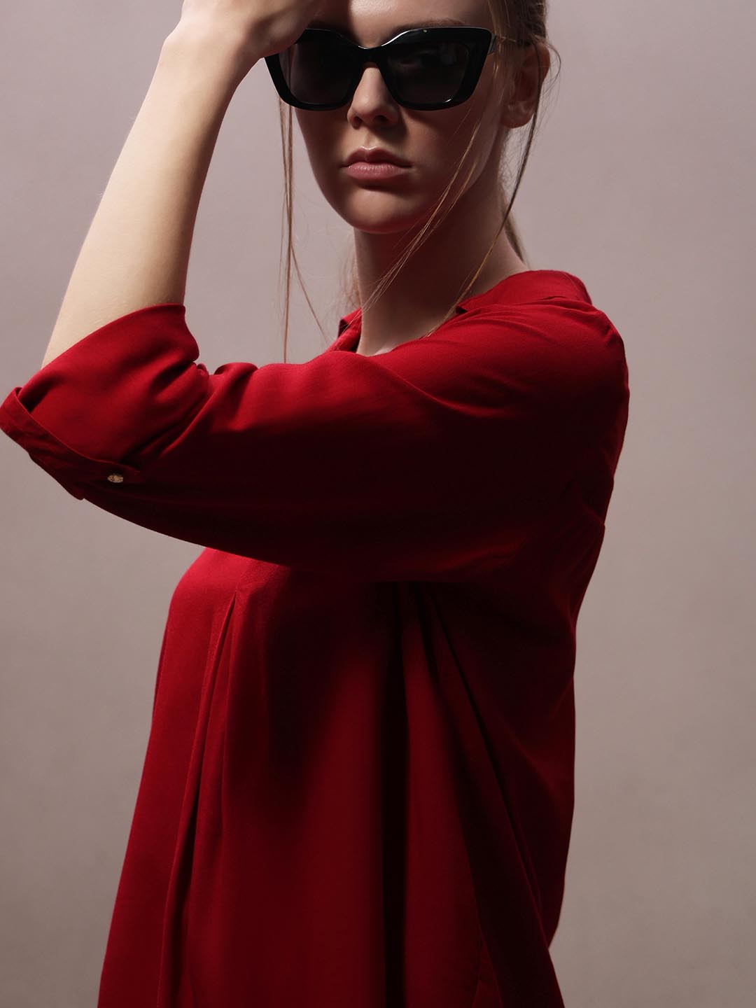 Red 3/4th Sleeves Shirt