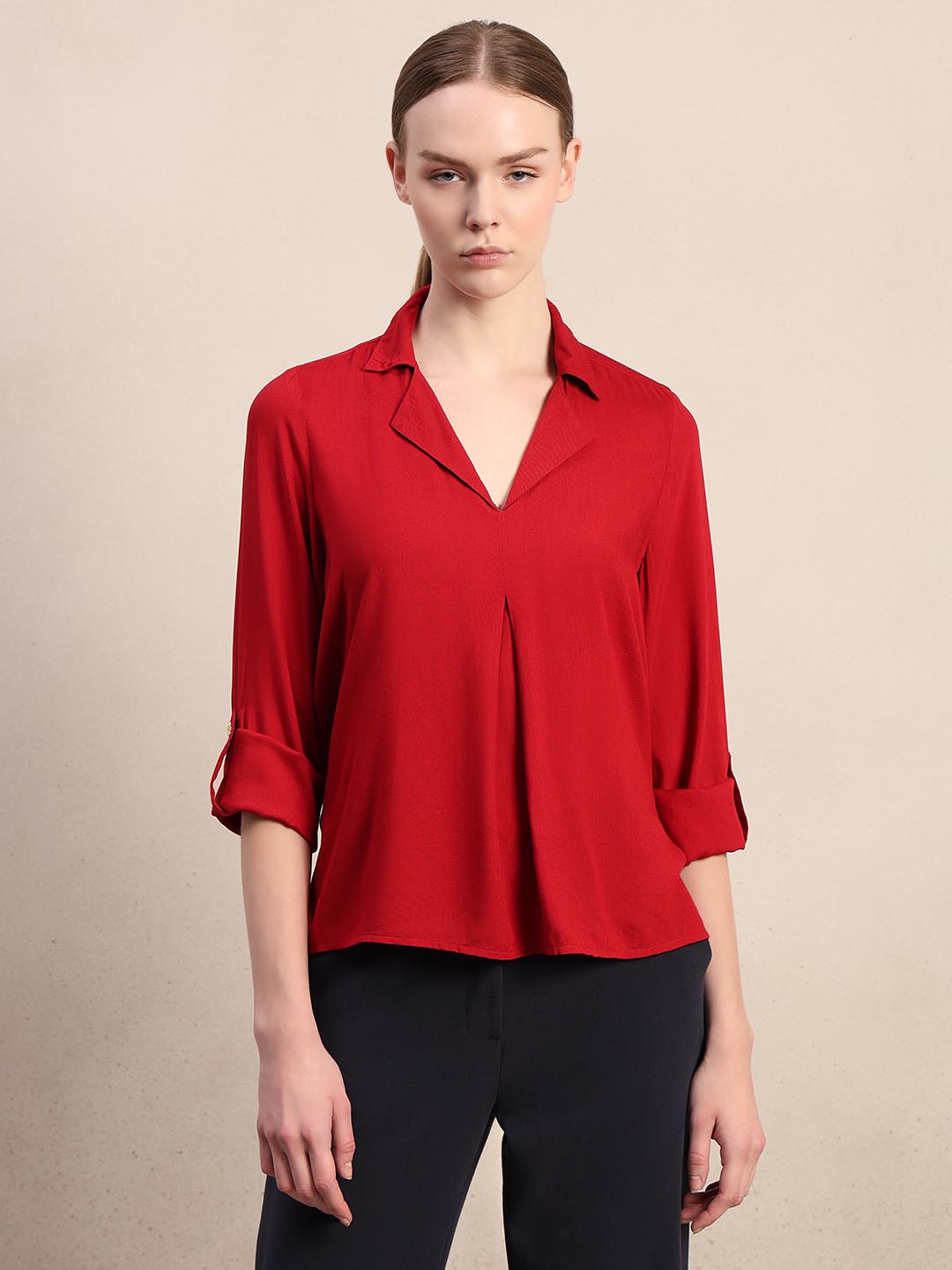 Red 3/4th Sleeves Shirt