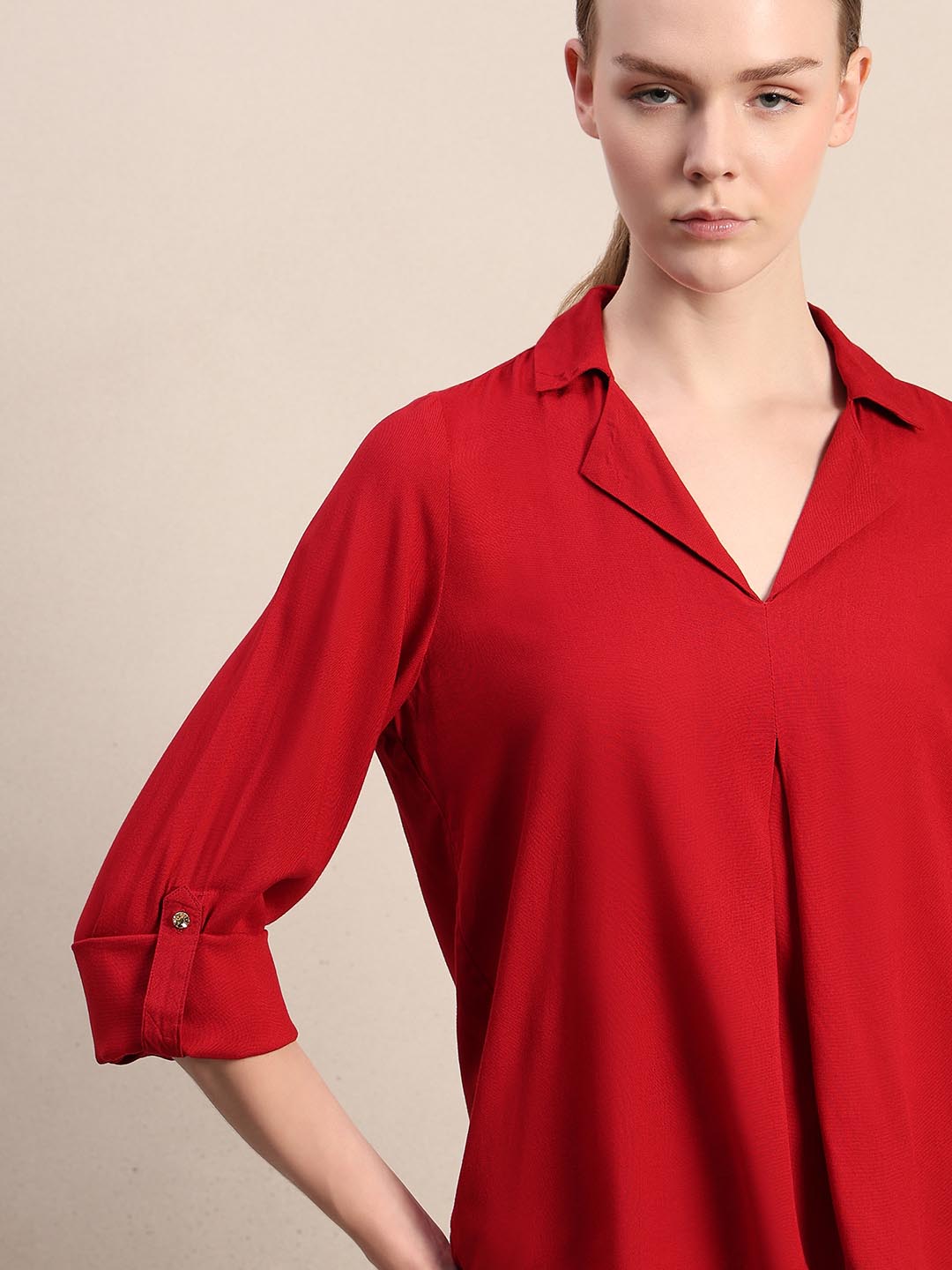 Red 3/4th Sleeves Shirt