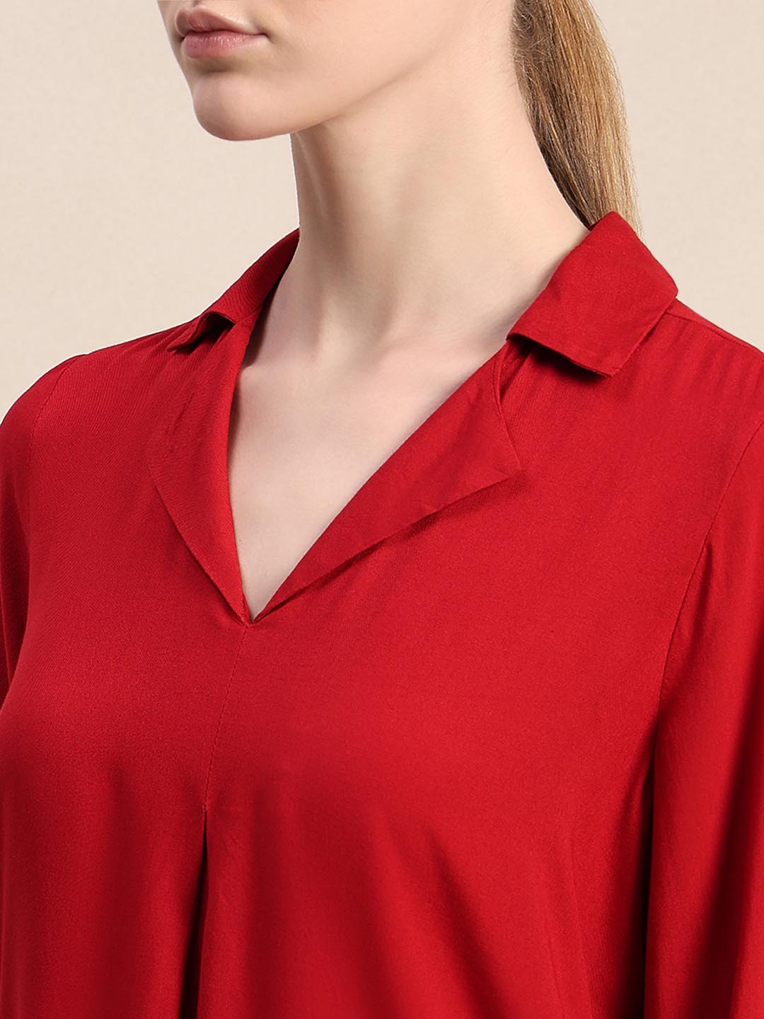Red 3/4th Sleeves Shirt