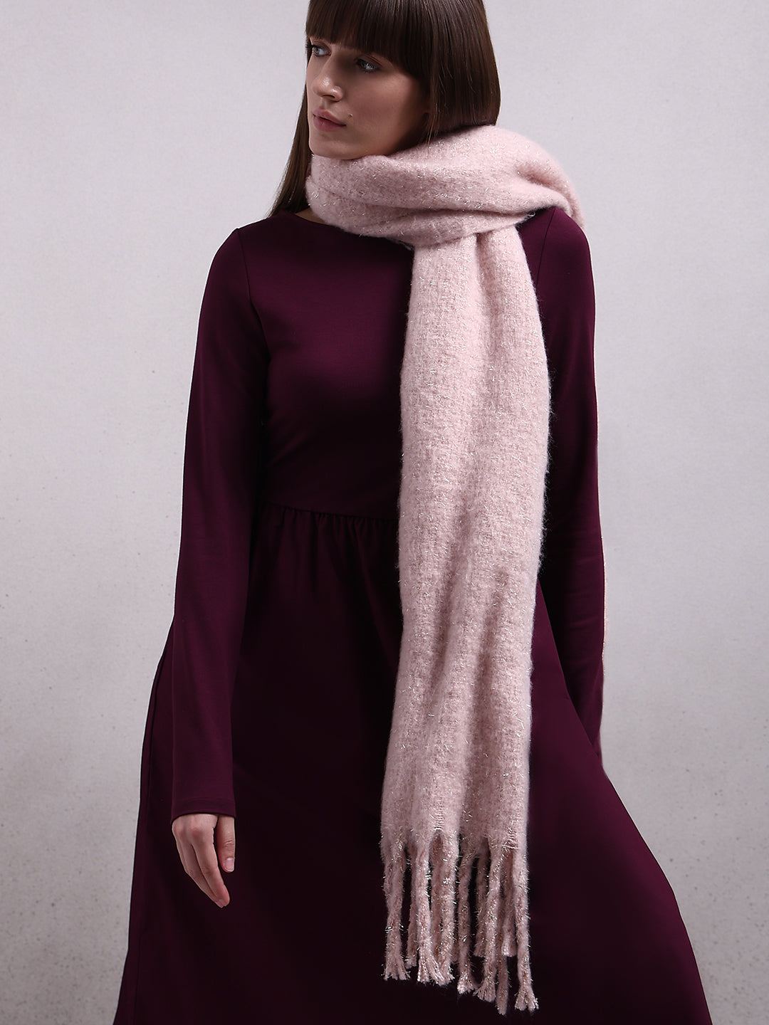 Knitted Fringe Detail Scarf