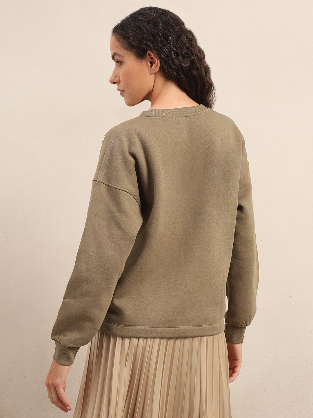 Pearl Embellished Cotton Sweatshirt