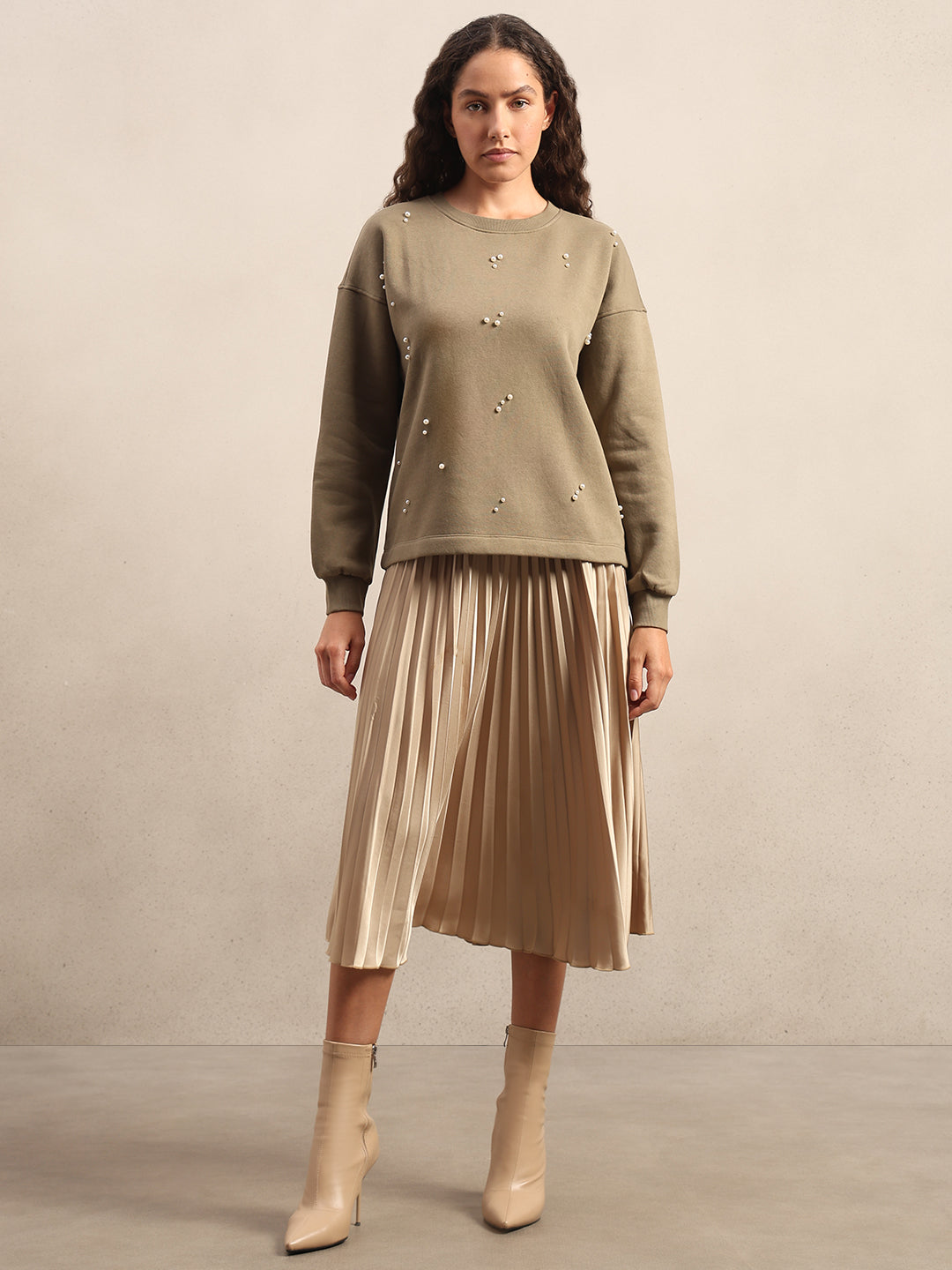 Pearl Embellished Cotton Sweatshirt