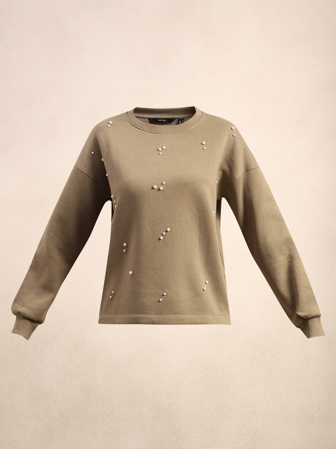 Pearl Embellished Cotton Sweatshirt