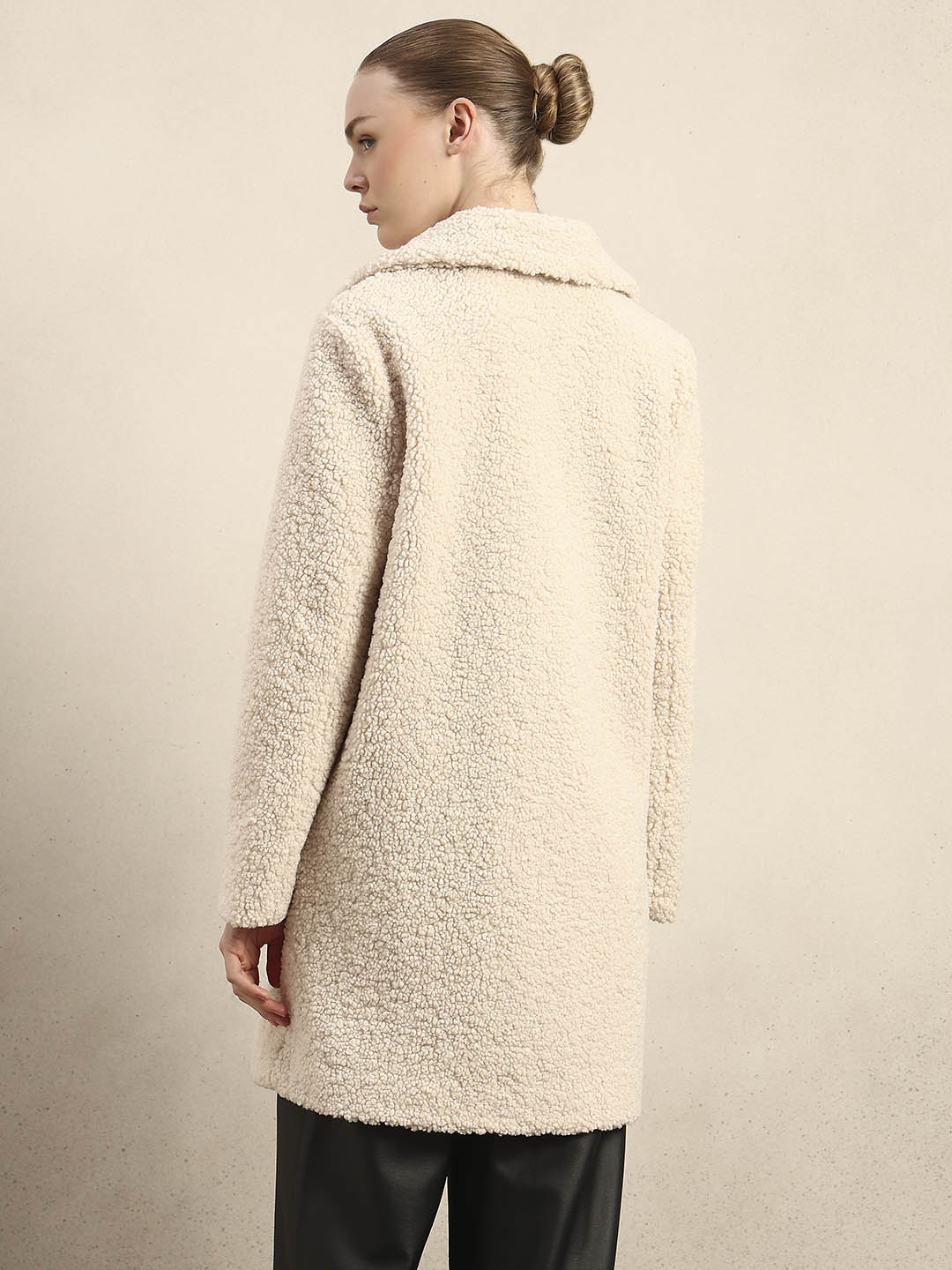Beige Long Teddy Coat