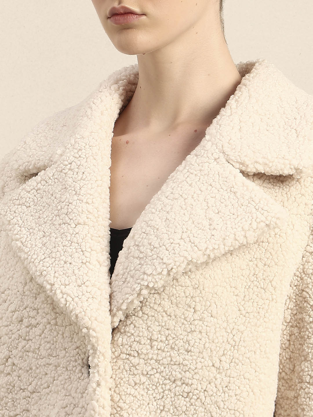 Beige Long Teddy Coat
