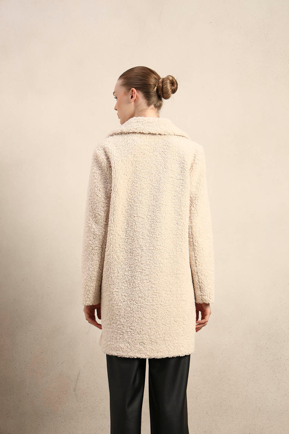 Beige Long Teddy Coat