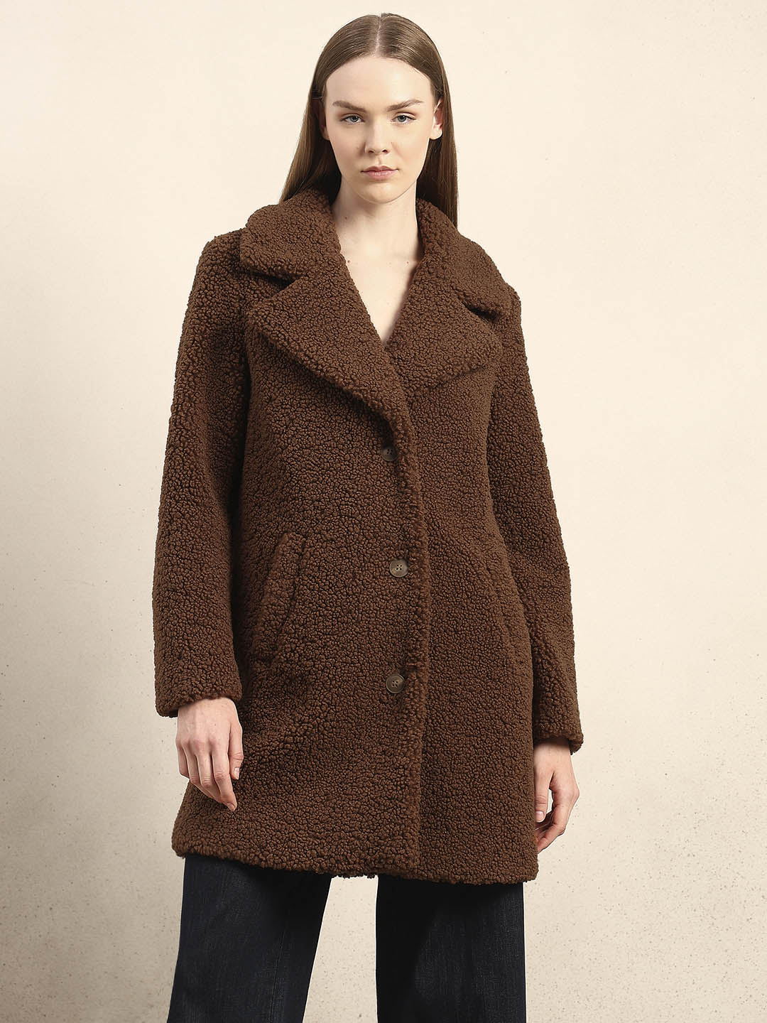 Brown Long Teddy Coat