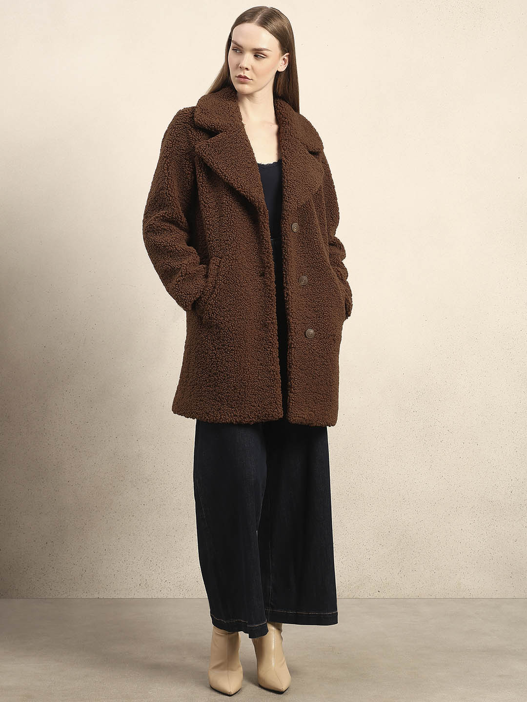 Brown Long Teddy Coat