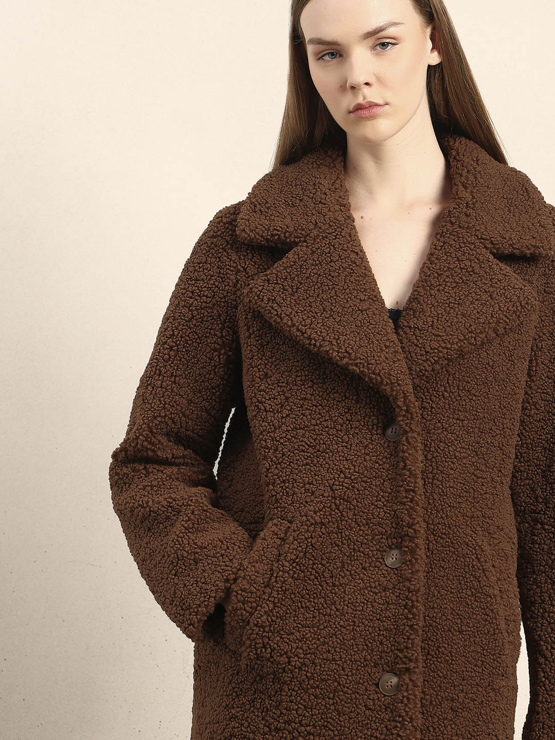 Brown Long Teddy Coat