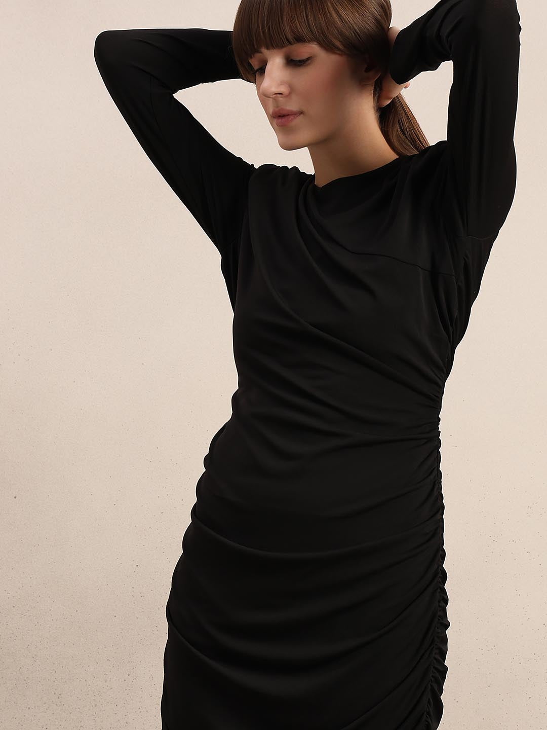 Black Full Sleeves Bodycon Dress