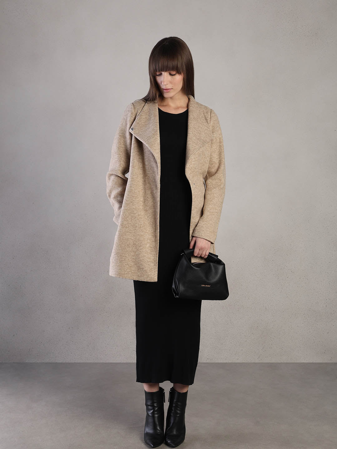 Beige Brushed Long Coat