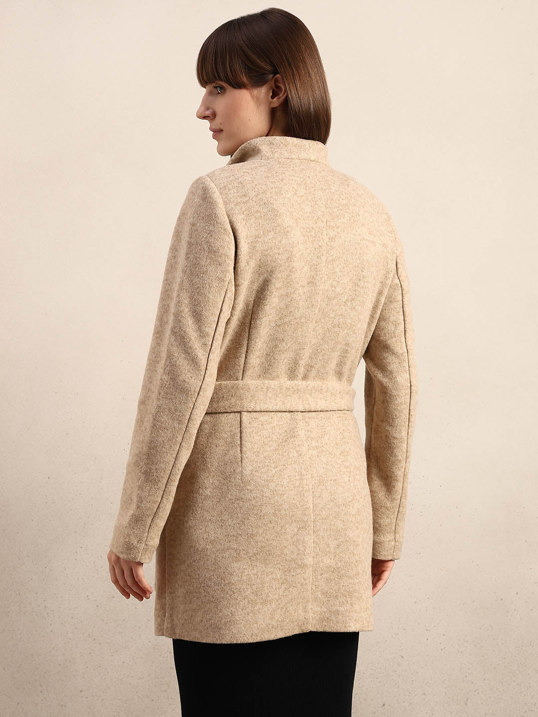 Beige Brushed Long Coat