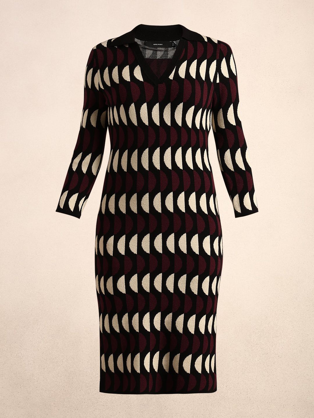 V-Neck Bodycon Knitted Dress