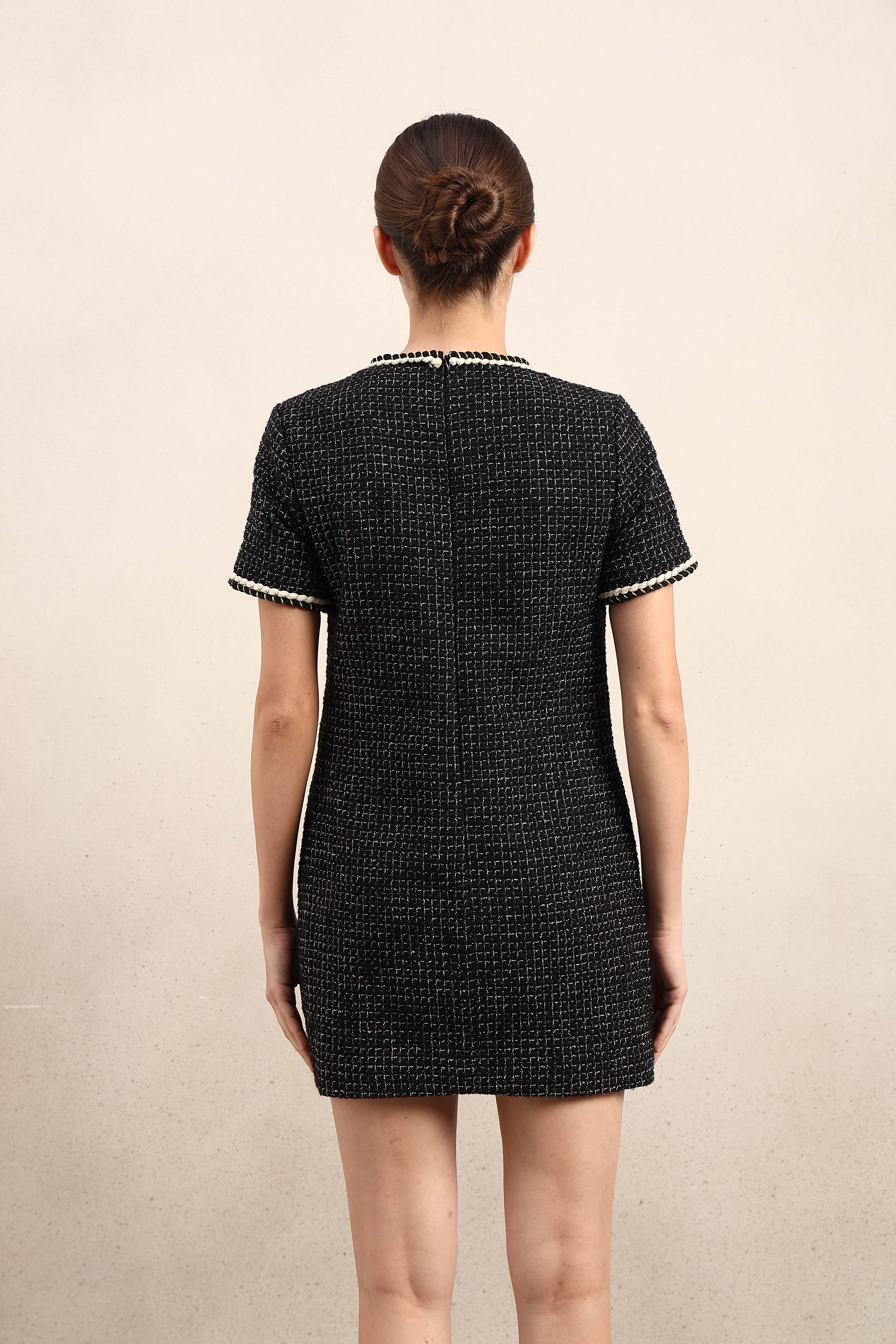 Textured Short Sleeves Mini Dress