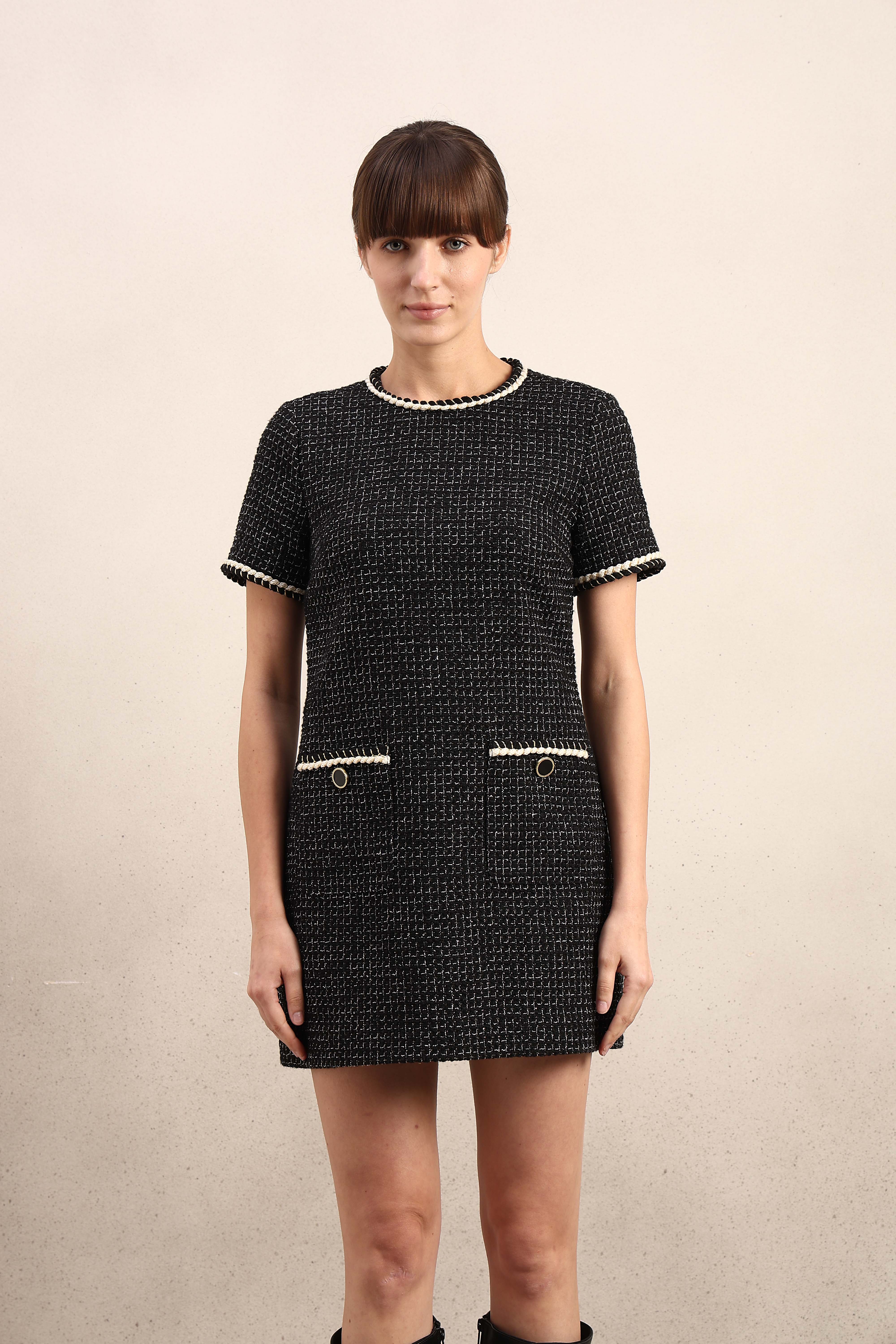 Textured Short Sleeves Mini Dress