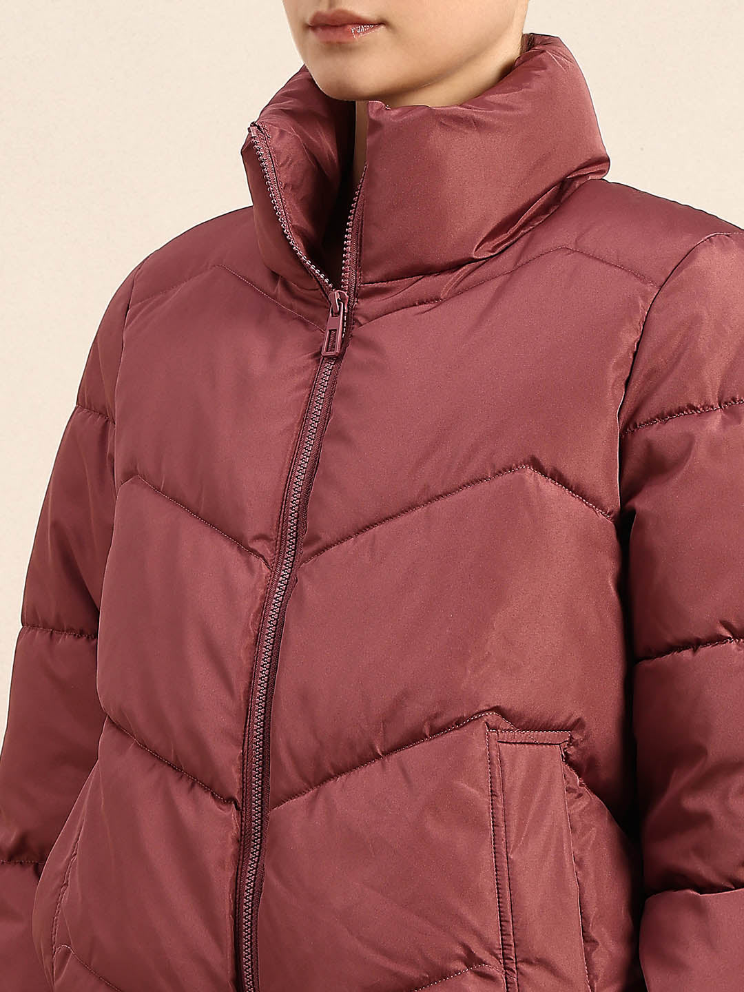 Rose Brown Short Puffer Jacket