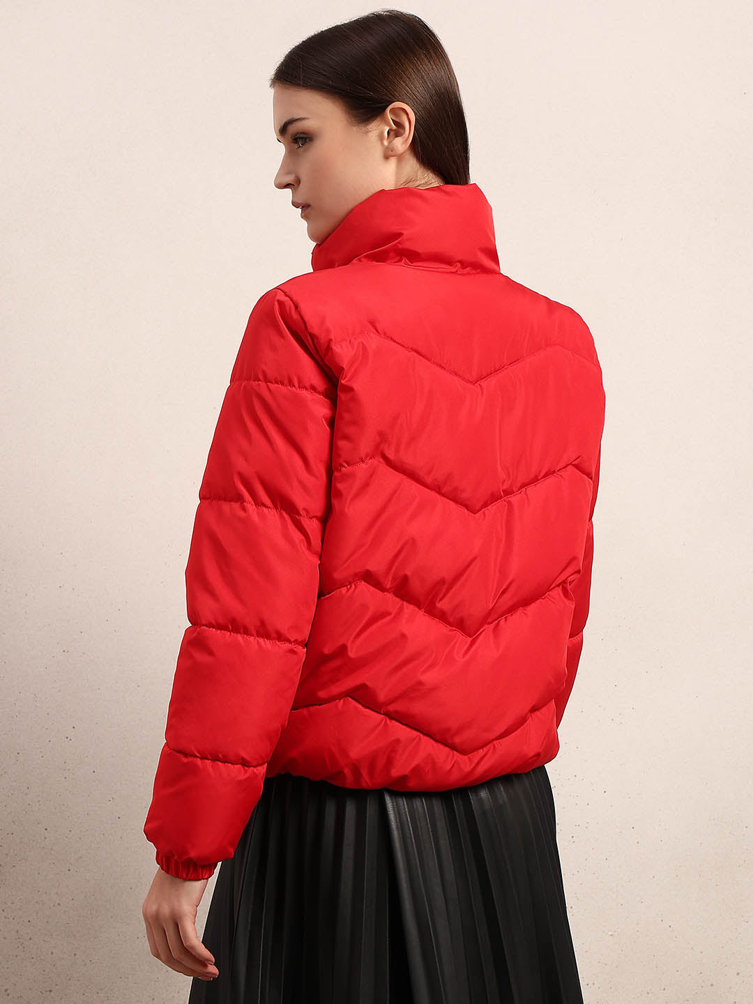 Bright Red Short Puffer Jacket