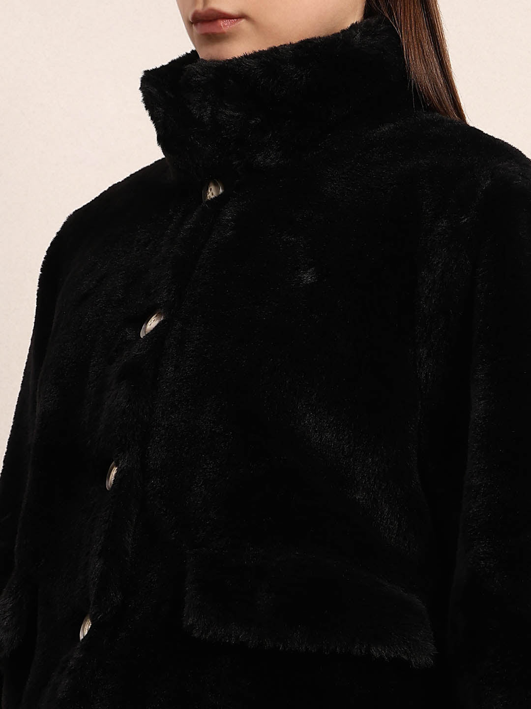 Faux Fur Buttoned Jacket