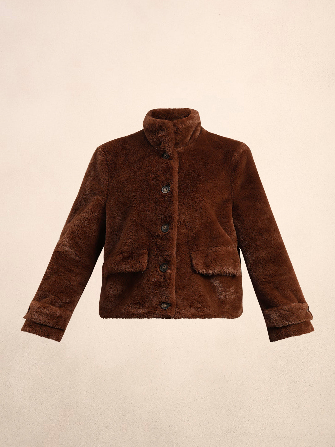Faux Fur Winter Jacket - Dark Brown