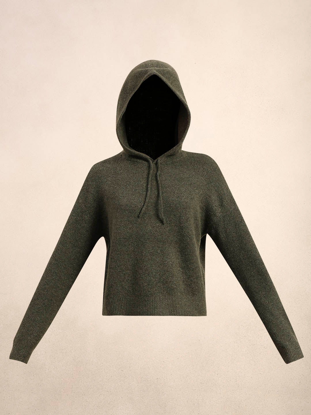 Olive Green Knitted Hooded Pullover