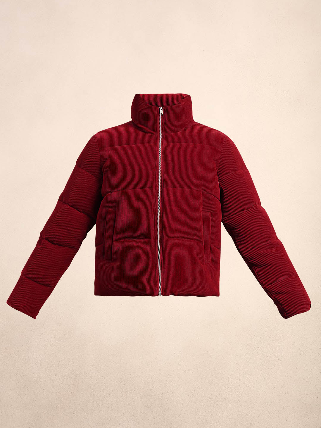 Burgundy Corduroy Puffer Jacket