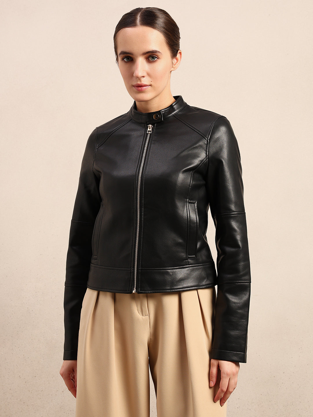 Structured High Neck Jacket - Black