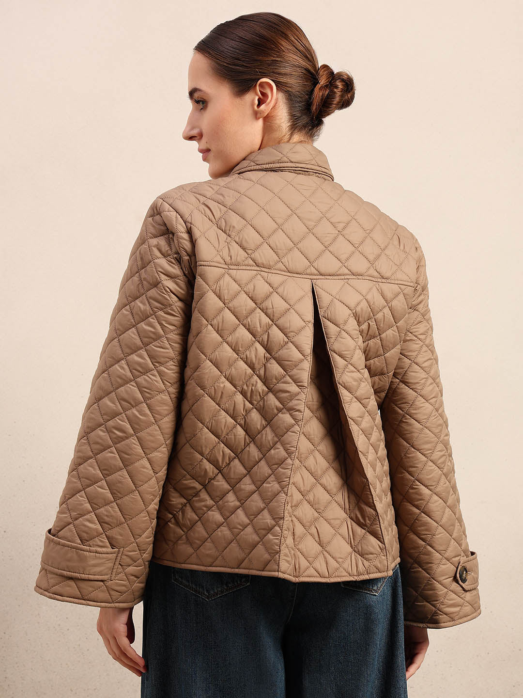 Quilted Short Jacket - Beige