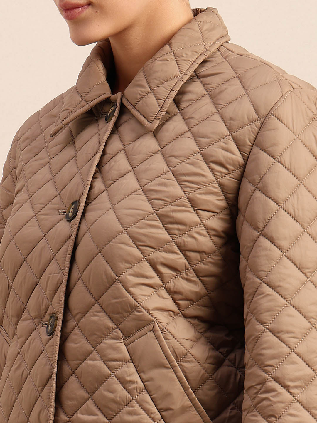 Quilted Short Jacket - Beige