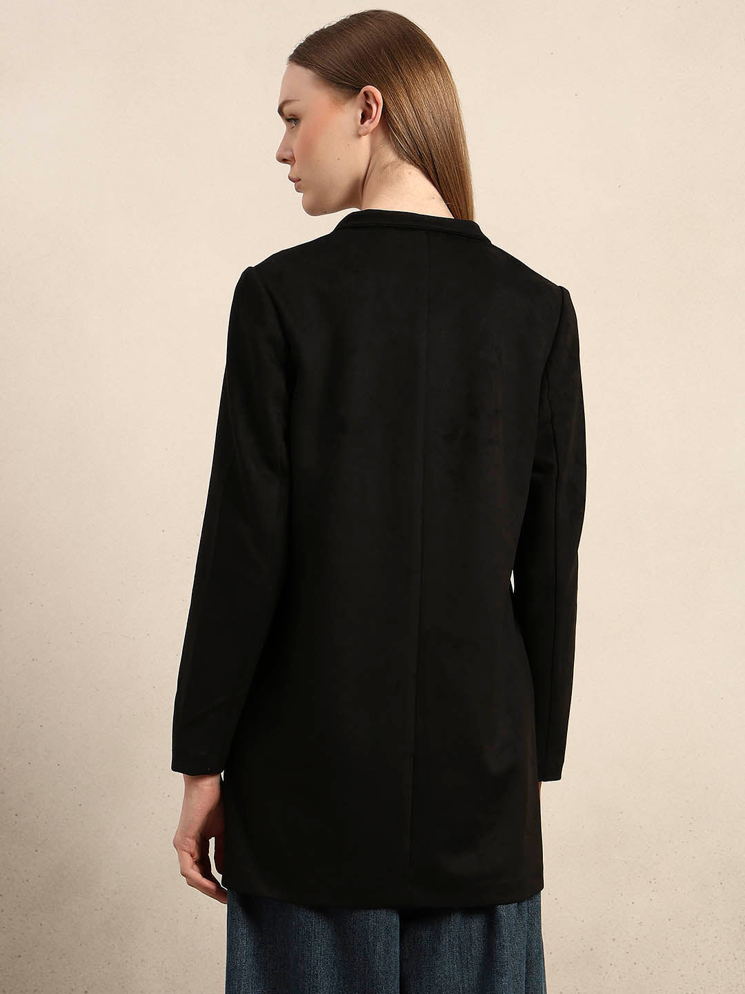 Long V-Neck Jacket - Black