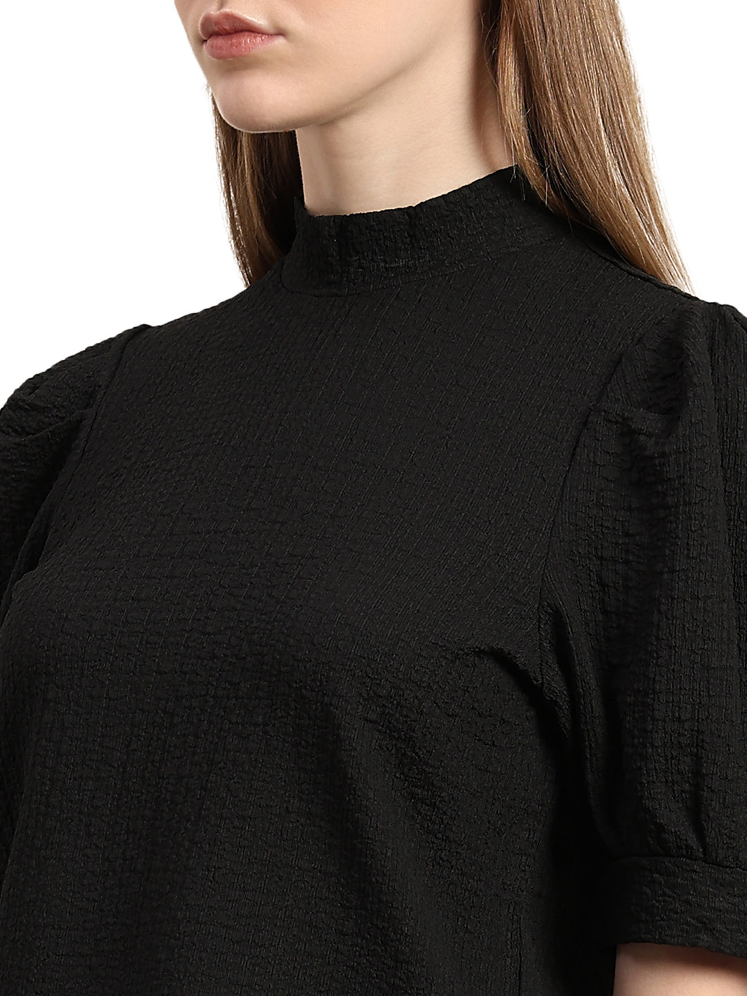 High Neck Puff Sleeves Top