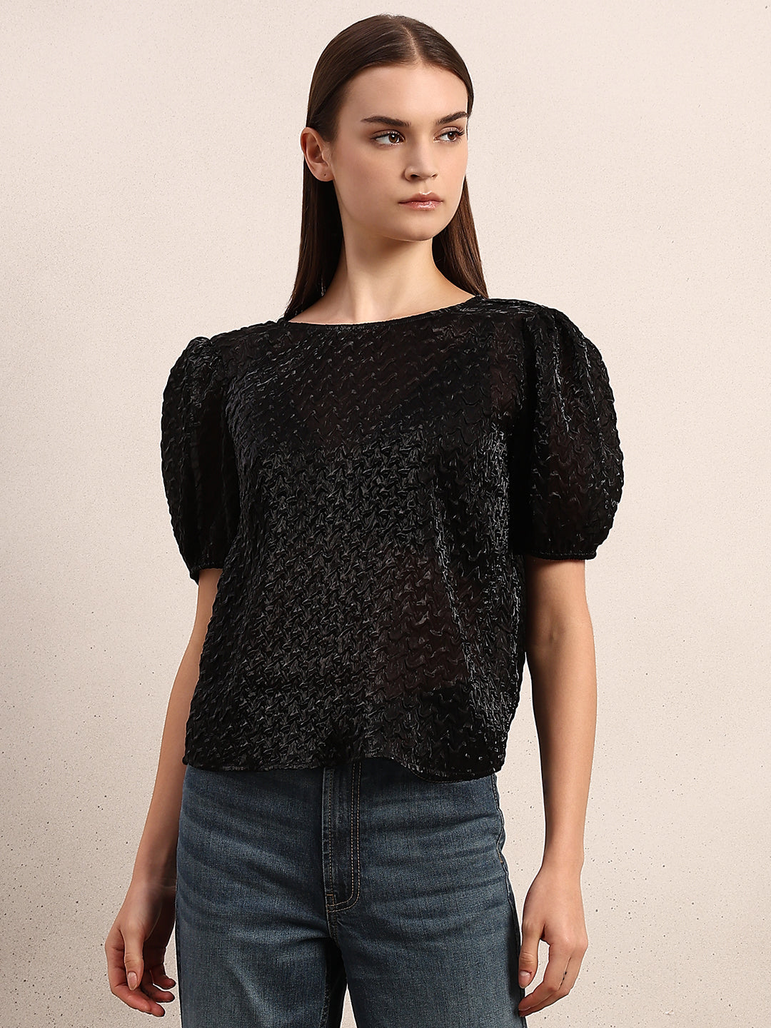 Black Textured Top