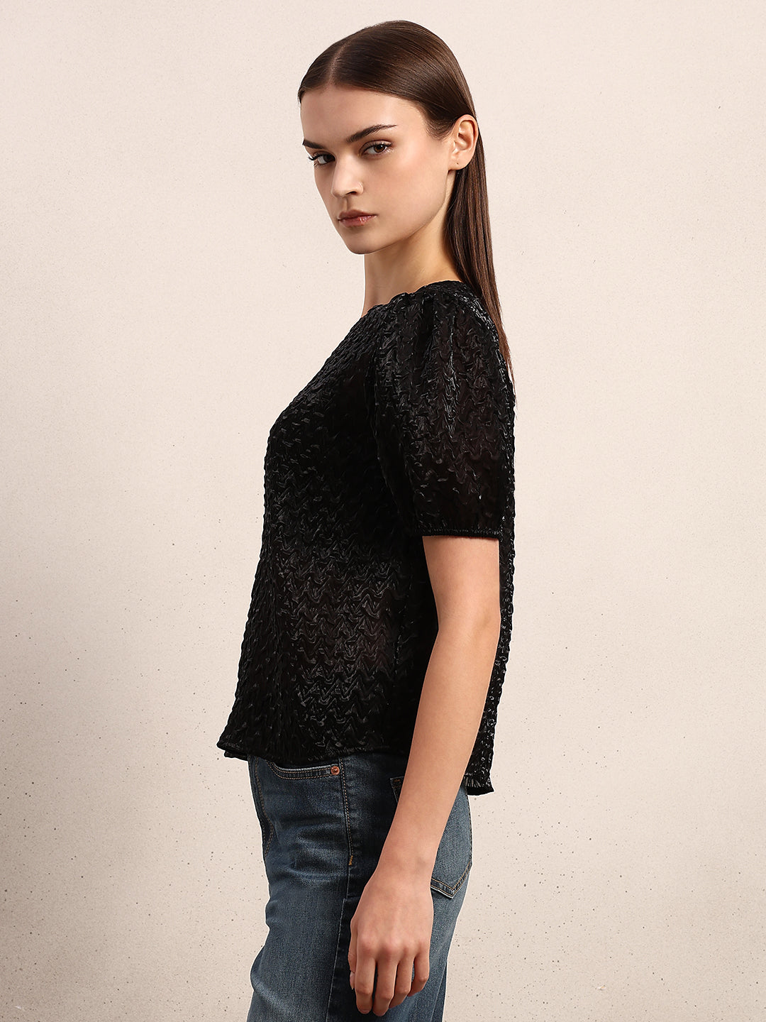 Black Textured Top