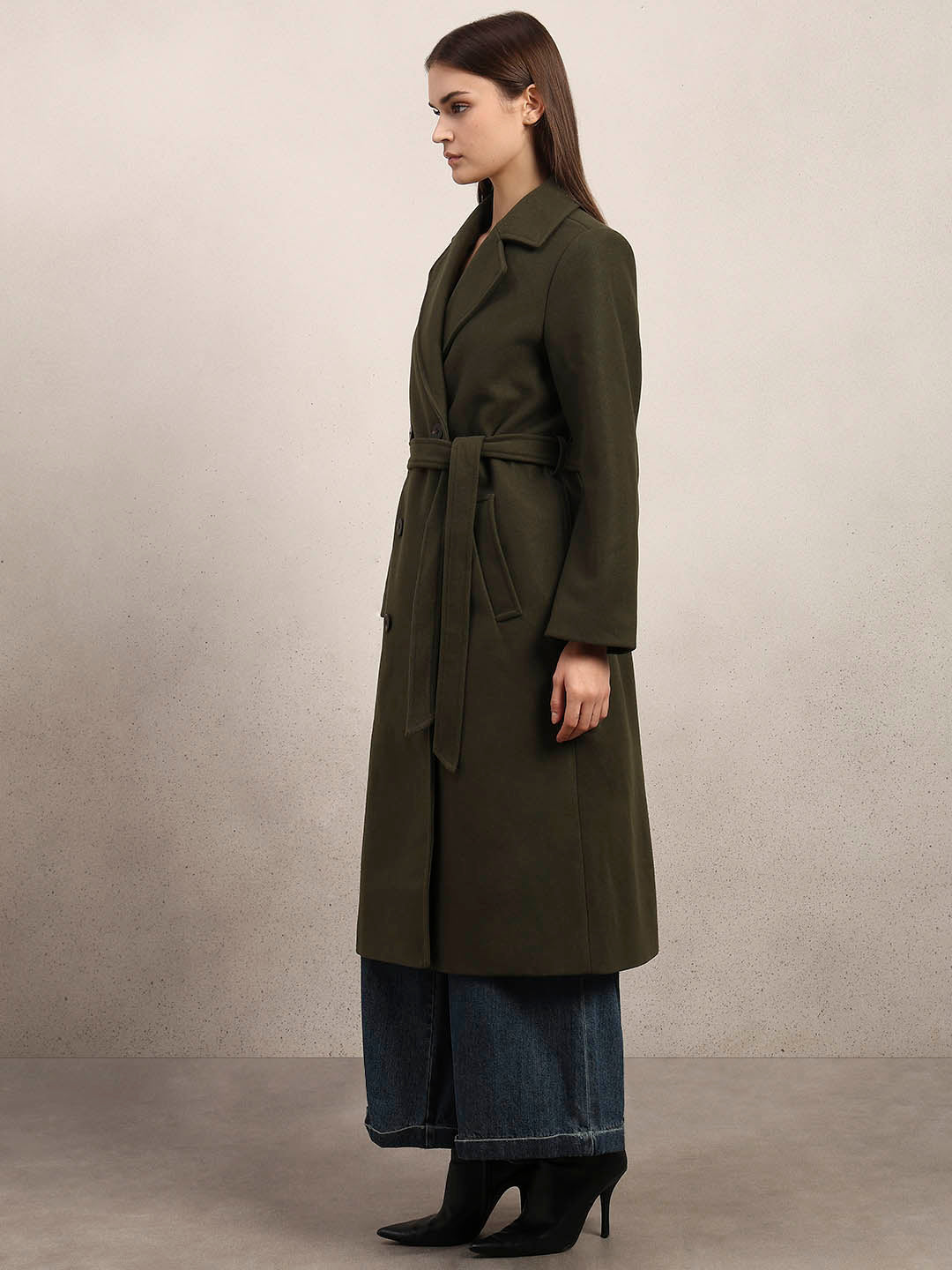 Dark Green Longline Trench Coat