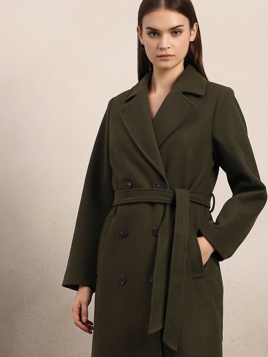 Dark Green Longline Trench Coat